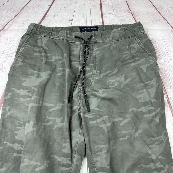 American Eagle Pants Women XS Green Camo Jogger Next Level Flex Drawstring Chino - Picture 2 of 10